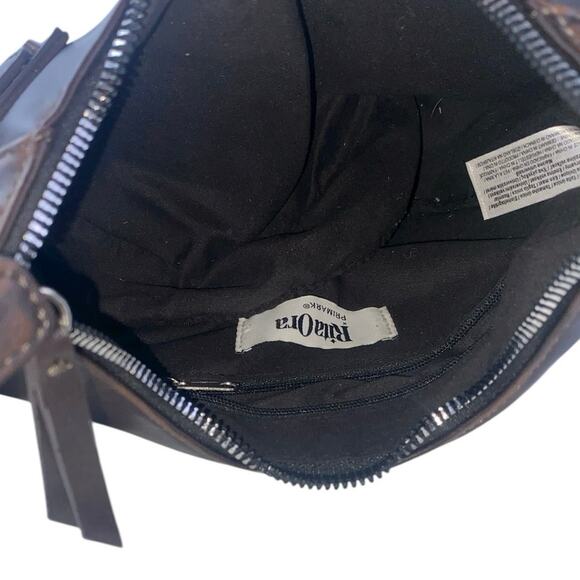 Rita Ora Women's Black Leather Buckle Half Moon Hobo Shoulder Handbag Size OS - Picture 5 of 6